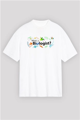 Biyolog Beyaz Unisex Oversize Tişört T-Shirt