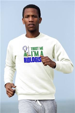 Biyolog Beyaz Unisex Sweatshirt