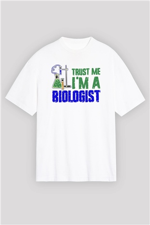 Biyolog Beyaz Oversize Tişört Oversize T-shirt - TişörtFabrikası