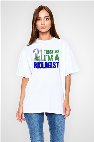 Biyolog Beyaz Oversize Tişört Oversize T-shirt - TişörtFabrikası