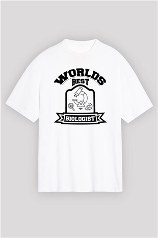 Biyolog Beyaz Oversize Tişört Oversize T-shirt - TişörtFabrikası