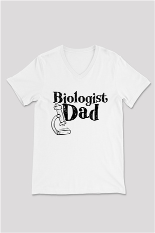 Biyolog Beyaz Unisex V Yaka Tişört