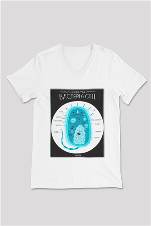 Biyolog Beyaz Unisex V Yaka Tişört T-Shirt