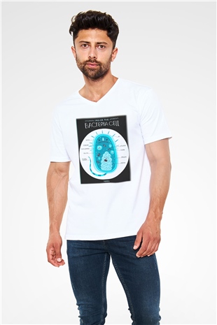 Biyolog Beyaz Unisex V Yaka Tişört T-Shirt