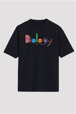 Biyolog Siyah Unisex Oversize Tişört T-Shirt