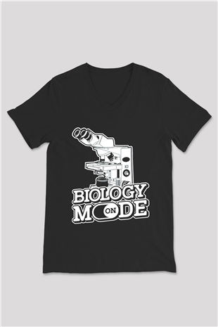 Biyolog Siyah Unisex V Yaka Tişört