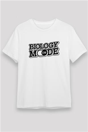 Biyoloji Baskılı Unisex Beyaz Tişört - Tshirt