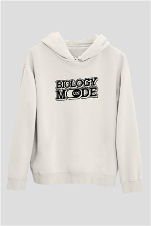 Biyoloji Baskılı Unisex Ekru Hoodie