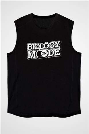 Biyoloji Baskılı Unisex Kolsuz Siyah Tişört - Tshirt