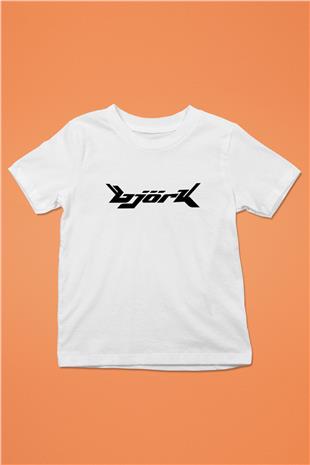 Björk Baskılı Beyaz Unisex Beyaz Çocuk Tişört - Tshirt