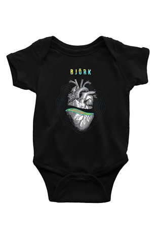 Björk Baskılı Unisex Siyah Bebek Body - Zıbın