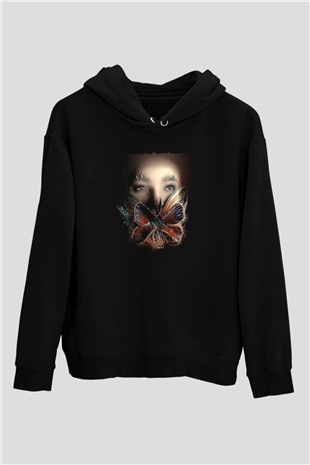 Björk Baskılı Unisex Siyah Hoodie