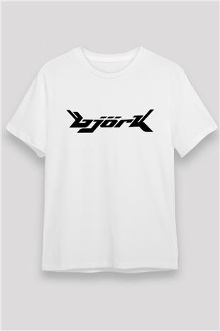 Björk Unisex Baskılı Beyaz Tişört - Tshirt