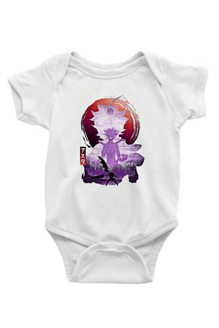 Black Clover Baskılı Beyaz Unisex Bebek Body - Zıbın