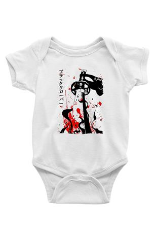 Black Clover Baskılı Beyaz Unisex Bebek Body - Zıbın