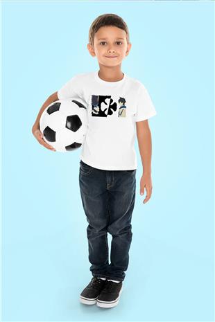 Black Clover Baskılı Beyaz Unisex Beyaz Çocuk Tişört - Tshirt