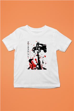 Black Clover Baskılı Beyaz Unisex Beyaz Çocuk Tişört - Tshirt