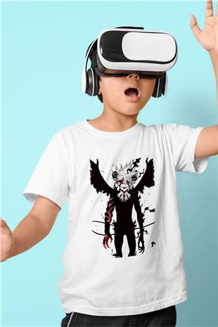 Black Clover Baskılı Beyaz Unisex Beyaz Çocuk Tişört - Tshirt