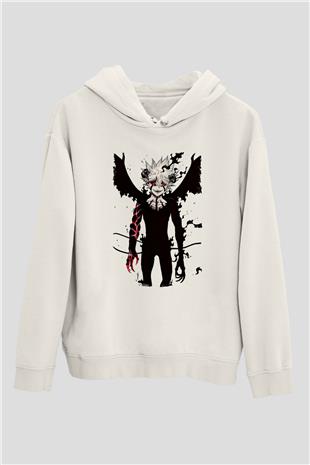 Black Clover Baskılı Beyaz Unisex Hoodie