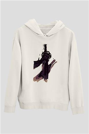 Black Clover Baskılı Beyaz Unisex Hoodie