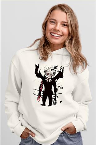 Black Clover Baskılı Beyaz Unisex Hoodie