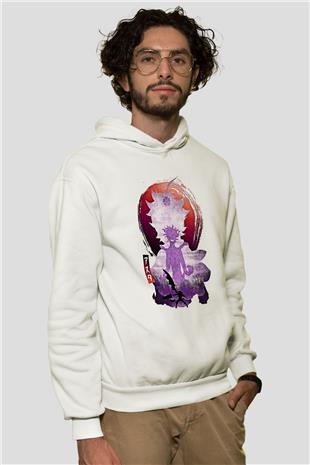 Black Clover Baskılı Beyaz Unisex Hoodie