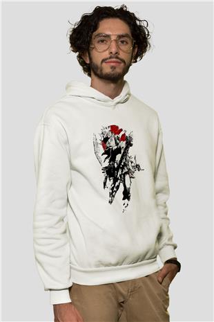 Black Clover Baskılı Beyaz Unisex Hoodie