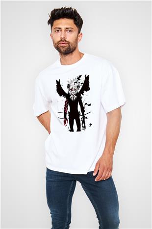 Black Clover Baskılı Beyaz Unisex Oversize Tişört - Tshirt