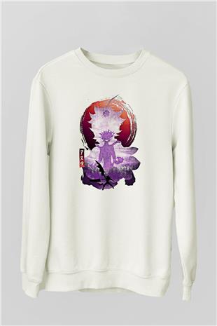 Black Clover Baskılı Beyaz Unisex Sweatshirt