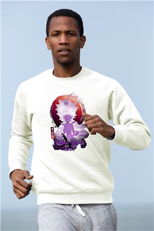 Black Clover Baskılı Beyaz Unisex Sweatshirt
