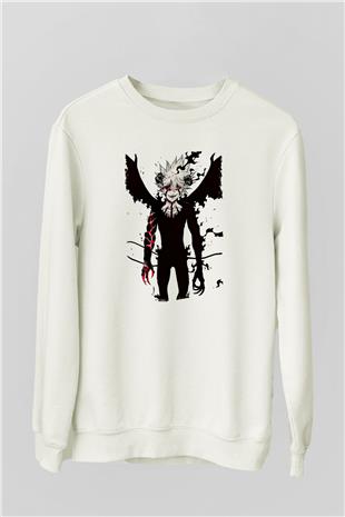 Black Clover Baskılı Beyaz Unisex Sweatshirt