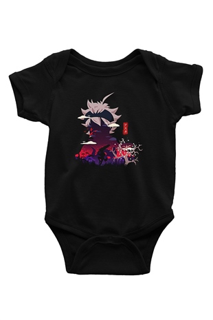 Black Clover Baskılı Unisex Siyah Bebek Body - Zıbın