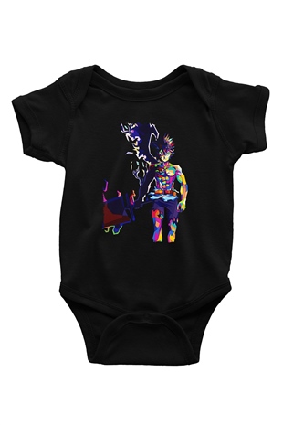 Black Clover Baskılı Unisex Siyah Bebek Body - Zıbın