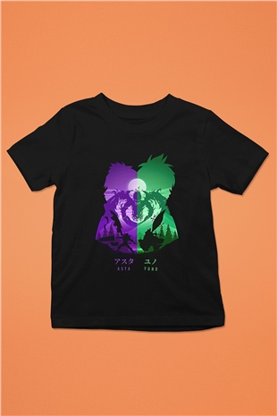 Black Clover Baskılı Unisex Siyah Çocuk Tişört - Tshirt