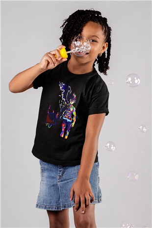 Black Clover Baskılı Unisex Siyah Çocuk Tişört - Tshirt