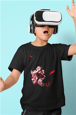 Black Clover Baskılı Unisex Siyah Çocuk Tişört - Tshirt