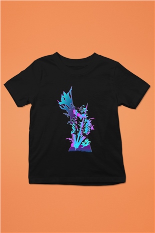 Black Clover Baskılı Unisex Siyah Çocuk Tişört - Tshirt