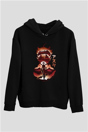 Black Clover Baskılı Unisex Siyah Hoodie