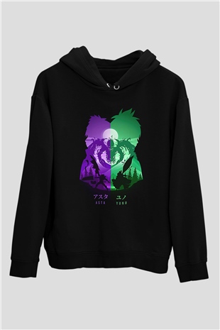 Black Clover Baskılı Unisex Siyah Hoodie