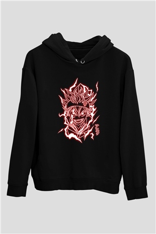 Black Clover Baskılı Unisex Siyah Hoodie