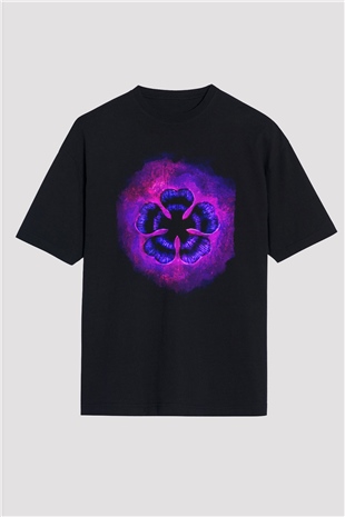 Black Clover Baskılı Unisex Siyah Oversize Tişört - Tshirt