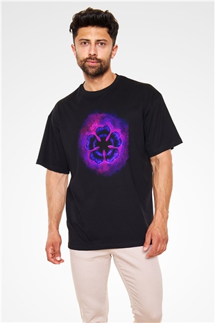 Black Clover Baskılı Unisex Siyah Oversize Tişört - Tshirt