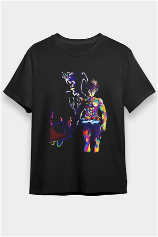 Black Clover Baskılı Unisex Siyah Tişört - Tshirt