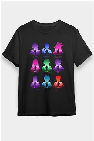 Black Clover Baskılı Unisex Siyah Tişört - Tshirt