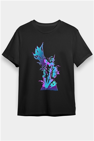 Black Clover Baskılı Unisex Siyah Tişört - Tshirt