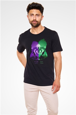 Black Clover Baskılı Unisex Siyah Tişört - Tshirt