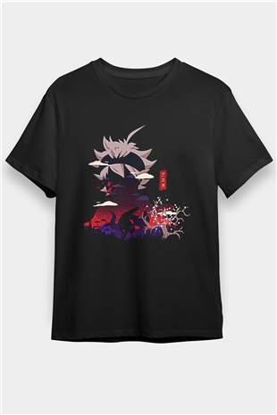 Black Clover Baskılı Unisex Siyah Tişört - Tshirt