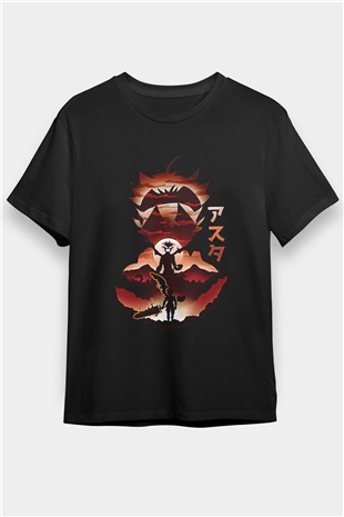 Black Clover Baskılı Unisex Siyah Tişört - Tshirt