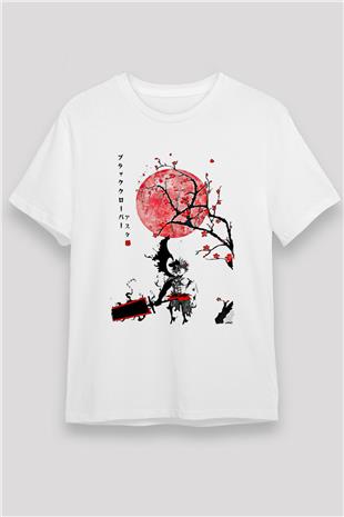 Black Clover Unisex Baskılı Beyaz Tişört - Tshirt