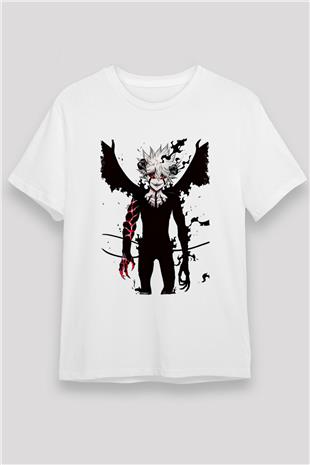 Black Clover Unisex Baskılı Beyaz Tişört - Tshirt